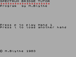 Bridge Tutor Advanced title screen for ZX Spectrum